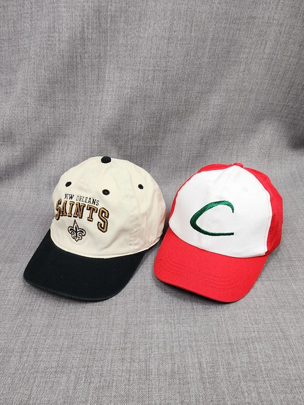 Reebok New Orleans Saints & Pokémon Adjustable Hats lot of 2 Kids Size.